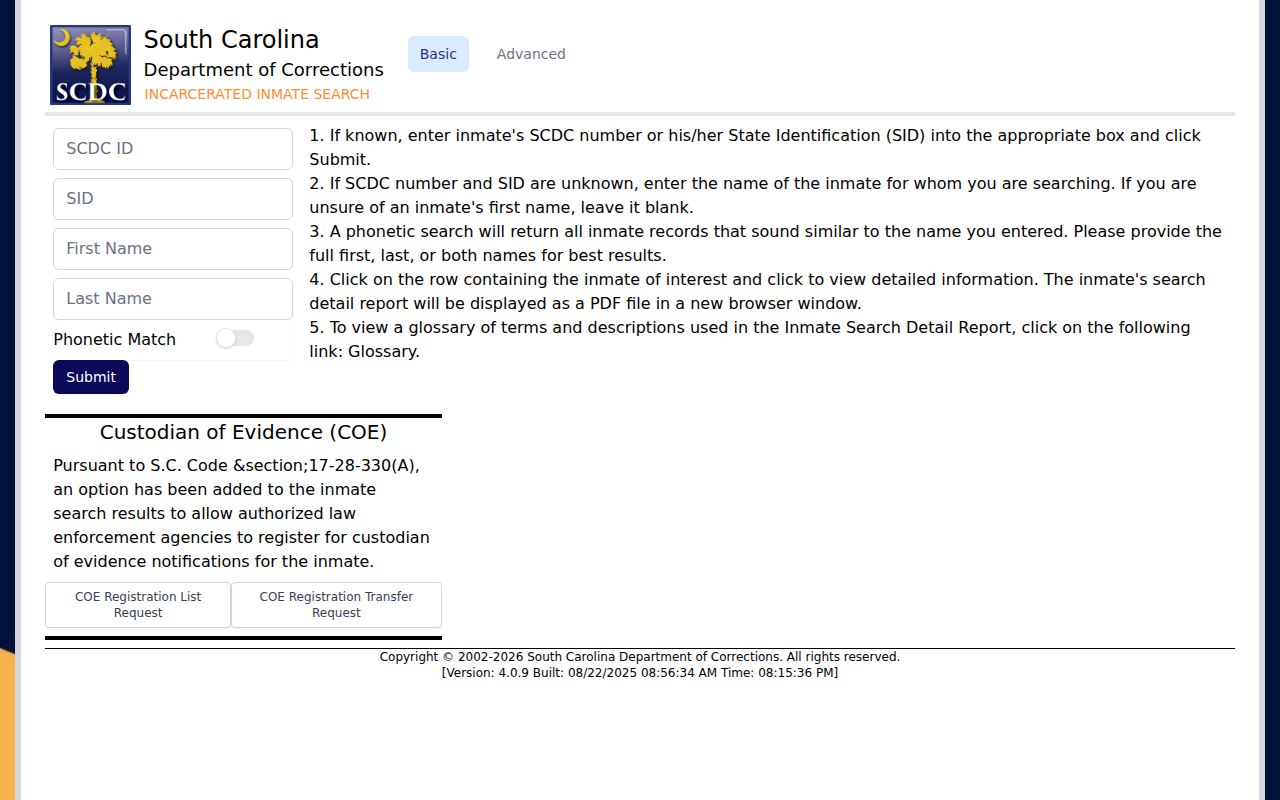 SCDC search for a Pickens County projected release date